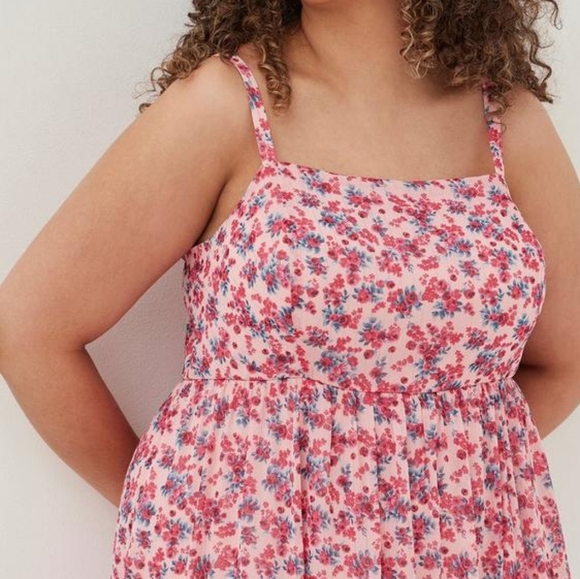 Torrid Size 1 Chiffon and Lurex Tea Length Tiered Dress - Picture 4 of 9